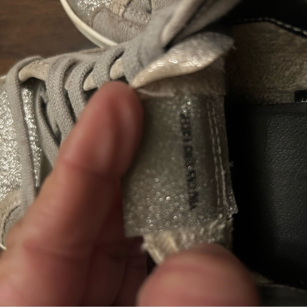 P448 John Sneakers Silver-tone Glitter Python Print Leather Trim Women’s 41/9.5 - Picture 8 of 9